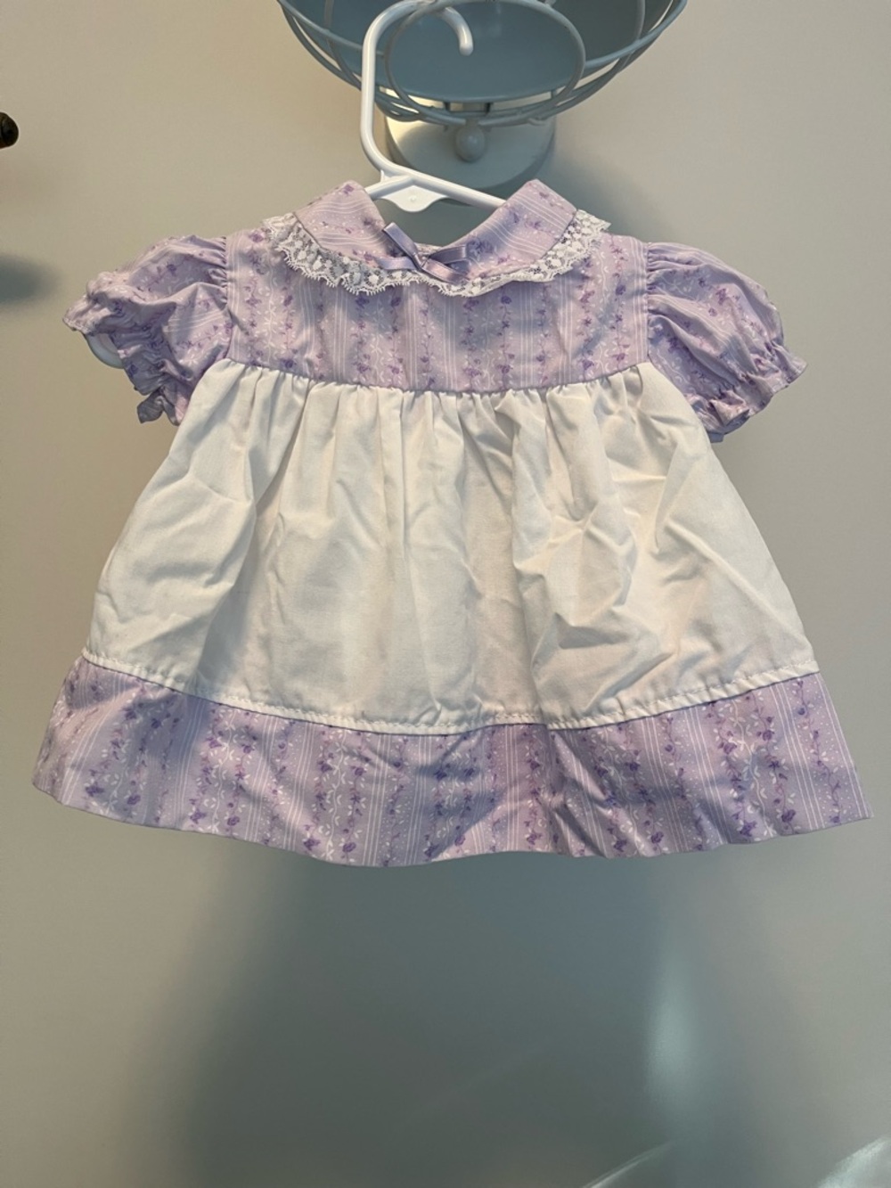 Vintage 90’s Purple and White Floral Baby Dress with Collar